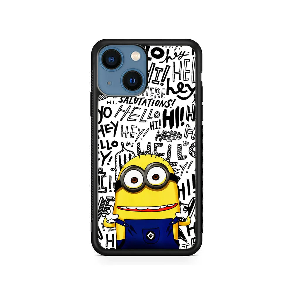 Minions Hail Word iPhone 14 Plus Case-Rubber / Black (2D Case)-Xtracase