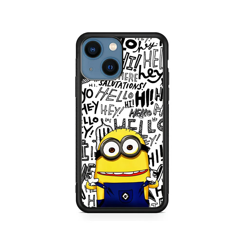 Minions Hail Word iPhone 15 Case-Rubber / Black (2D Case)-Xtracase