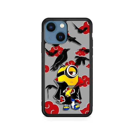 Minions Itachi Mode On iPhone 13 Mini Case-Rubber / Black (2D Case)-Xtracase