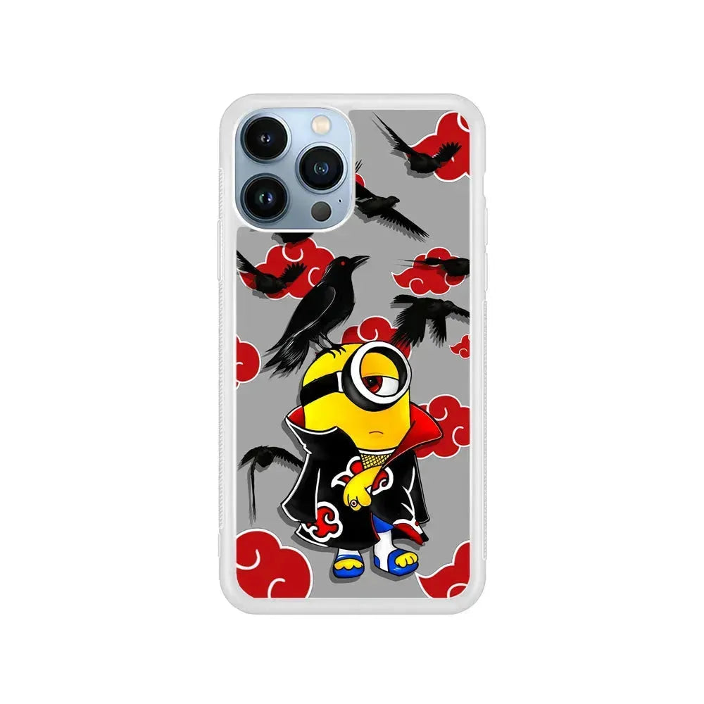 Minions Itachi Mode On iPhone 15 Pro Max Case-Rubber / White (2D Case)-Xtracase
