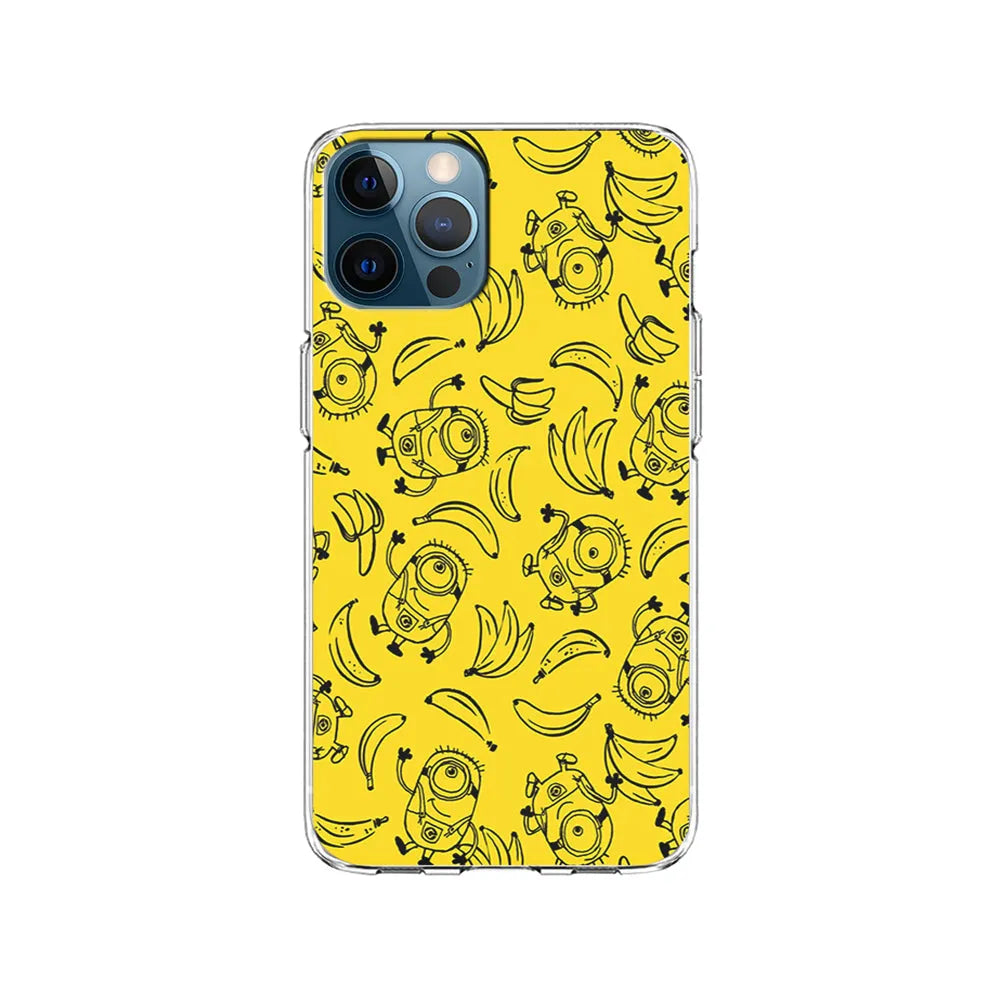 Minions and Banana Yellow iPhone 13 Pro Case-Clear Soft Case-Xtracase