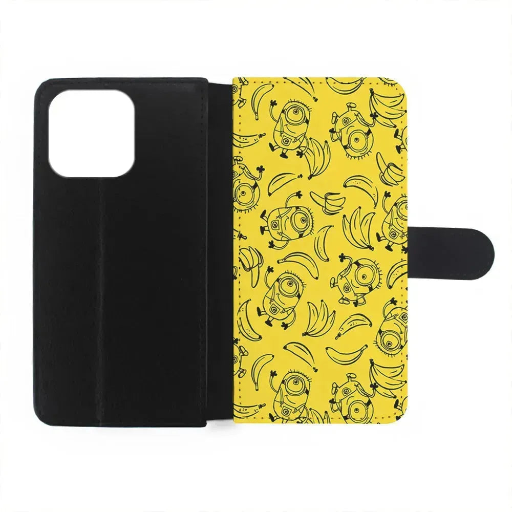 Minions and Banana Yellow iPhone 15 Pro Max Case-Flip Wallet Case-Xtracase