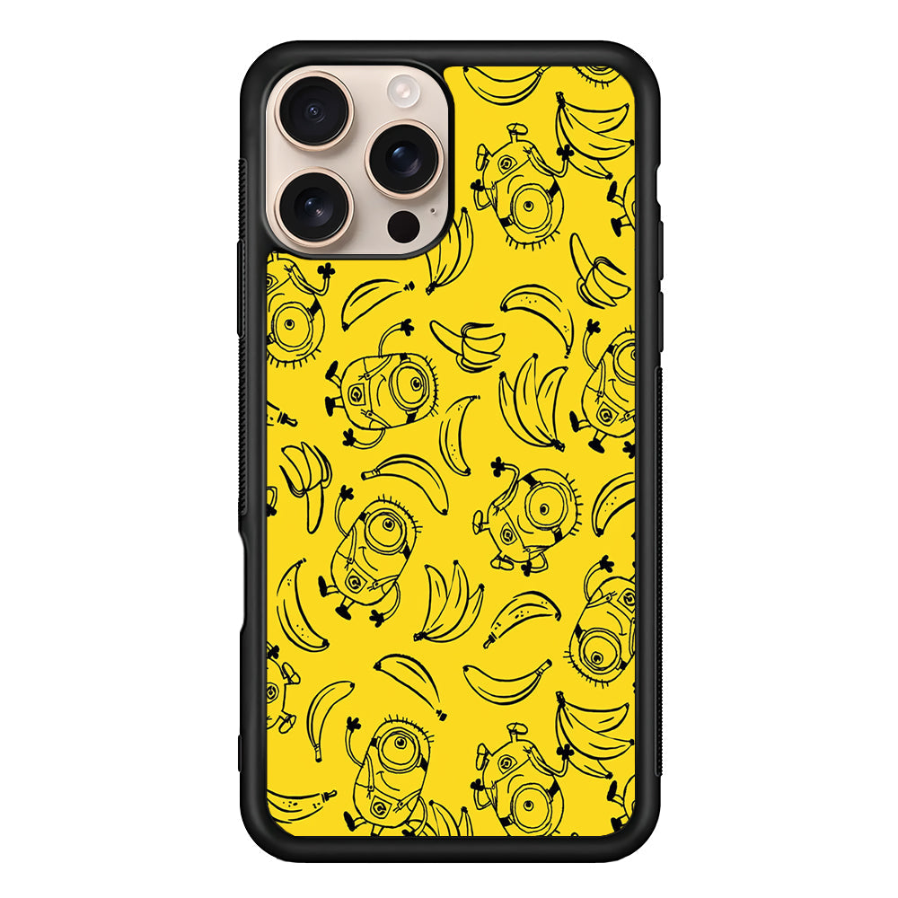 Minions and Banana Yellow iPhone 16 Pro Max Case - iPhone 16 Pro Max