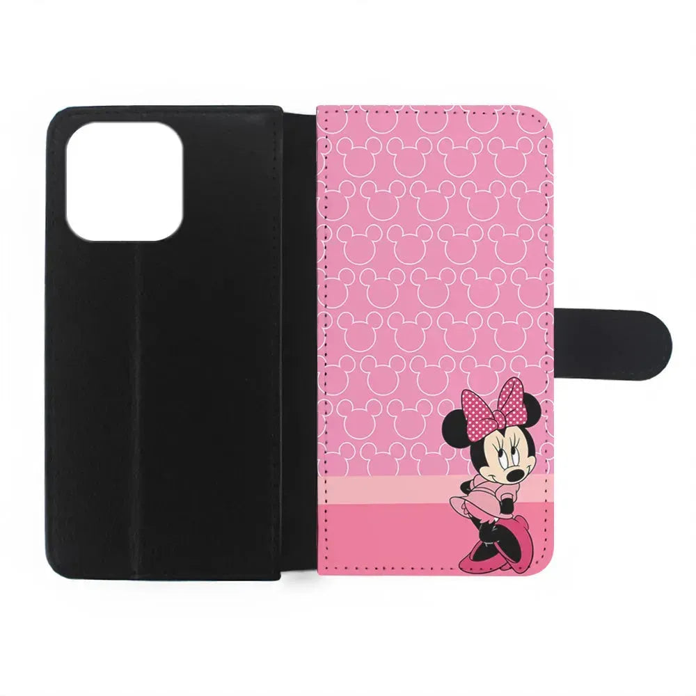 Minnie Mouse Pink Background iPhone 13 Mini Case-Flip Wallet Case-Xtracase