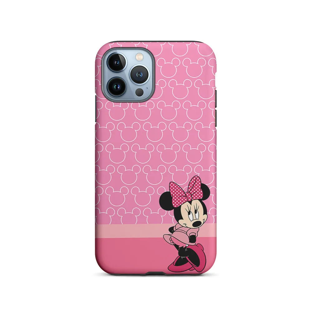 Minnie Mouse Pink Background iPhone 13 Pro Max Case-2 in 1 Tough Case-Xtracase