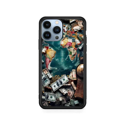 Money on The Map Travel iPhone 15 Pro Max Case-Rubber / Black (2D Case)-Xtracase