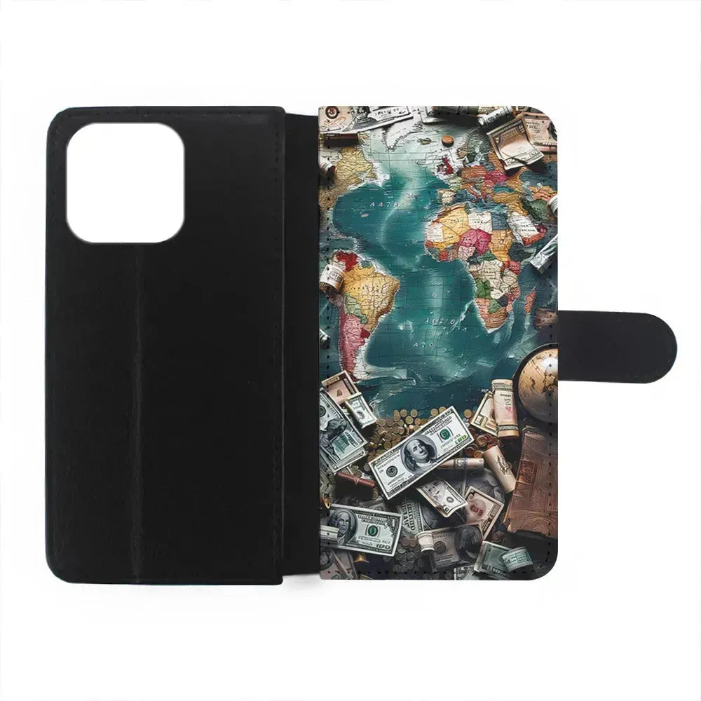 Money on The Map Travel iPhone 15 Pro Max Case-Flip Wallet Case-Xtracase