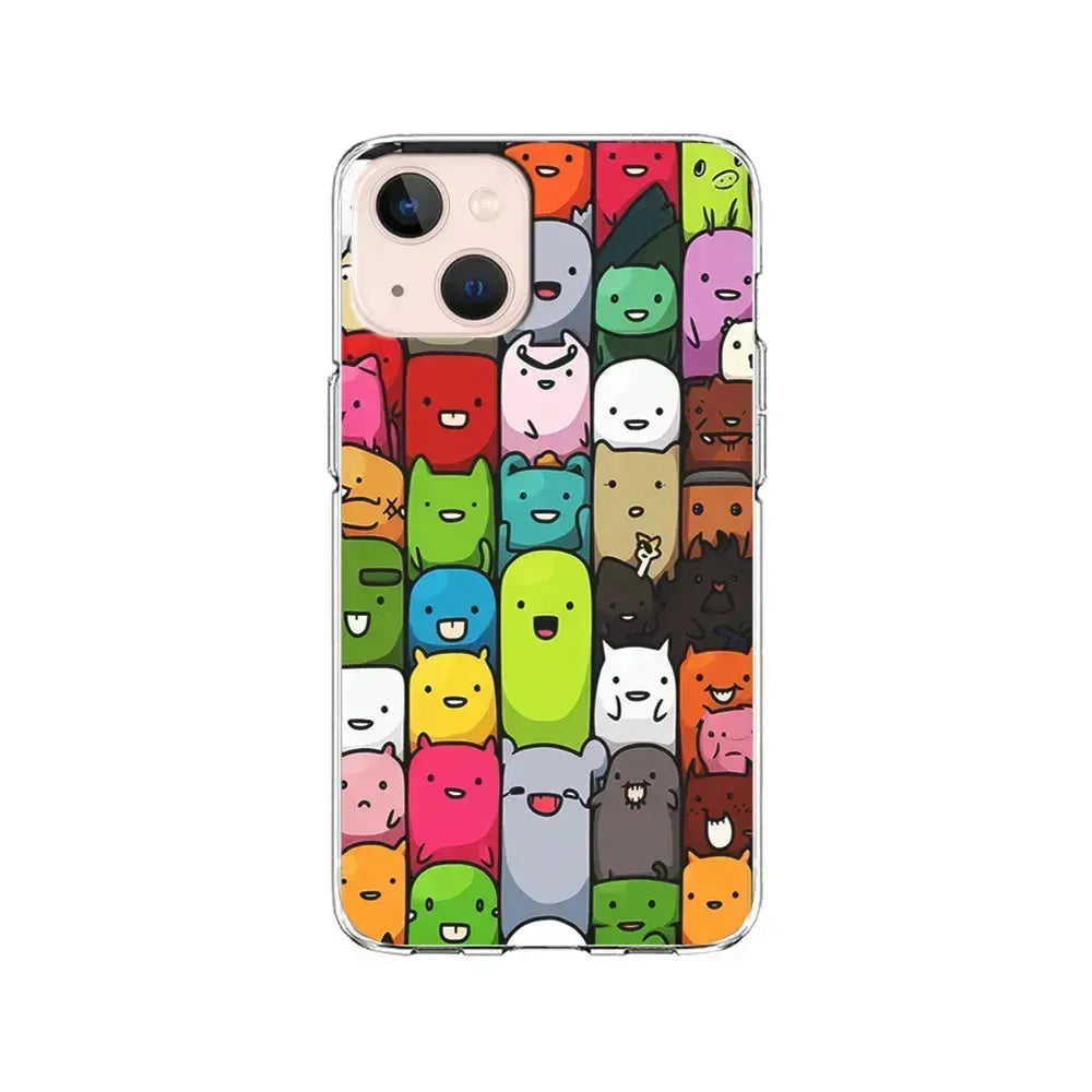 Monster Cute Cartoon Doodle iPhone 13 Mini Case-Clear Soft Case-Xtracase