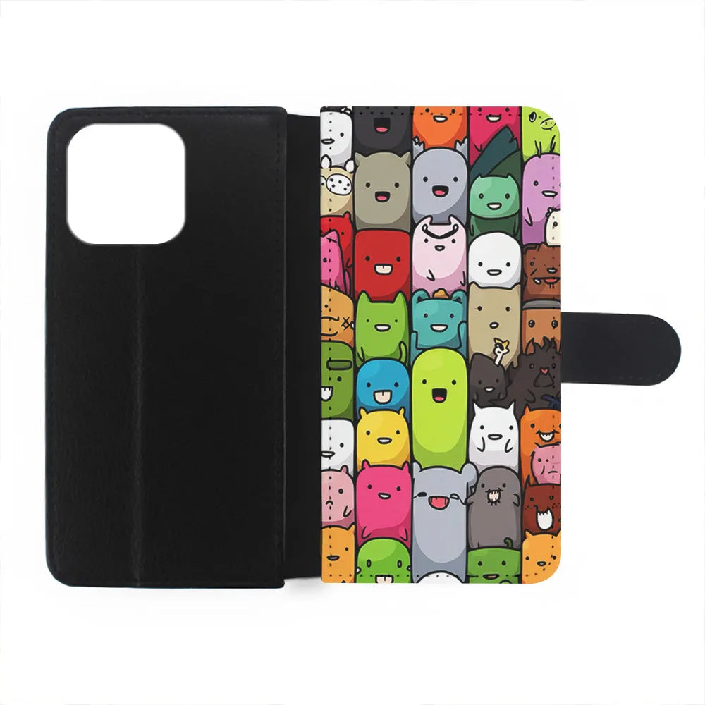 Monster Cute Cartoon Doodle iPhone 13 Pro Case-Flip Wallet Case-Xtracase