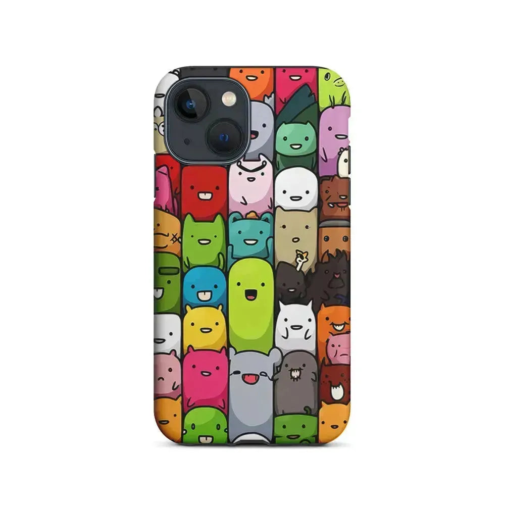 Monster Cute Cartoon Doodle iPhone 13 Mini Case-2 in 1 Tough Case-Xtracase