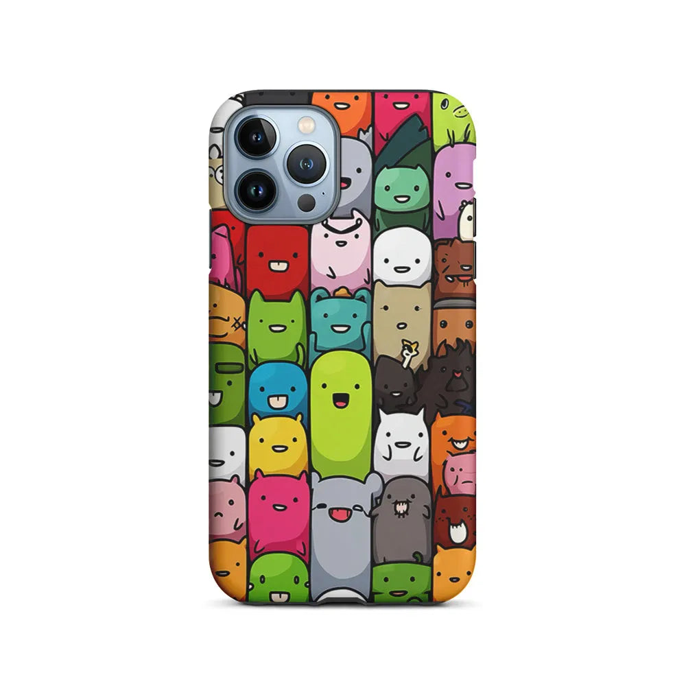 Monster Cute Cartoon Doodle iPhone 13 Pro Case-2 in 1 Tough Case-Xtracase