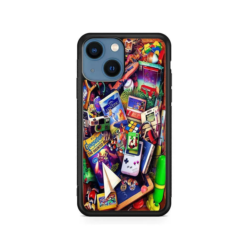 Mushup Game Vintage iPhone 13 Mini Case-Rubber / Black (2D Case)-Xtracase