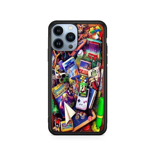 Mushup Game Vintage iPhone 15 Pro Max Case-Rubber / Black (2D Case)-Xtracase