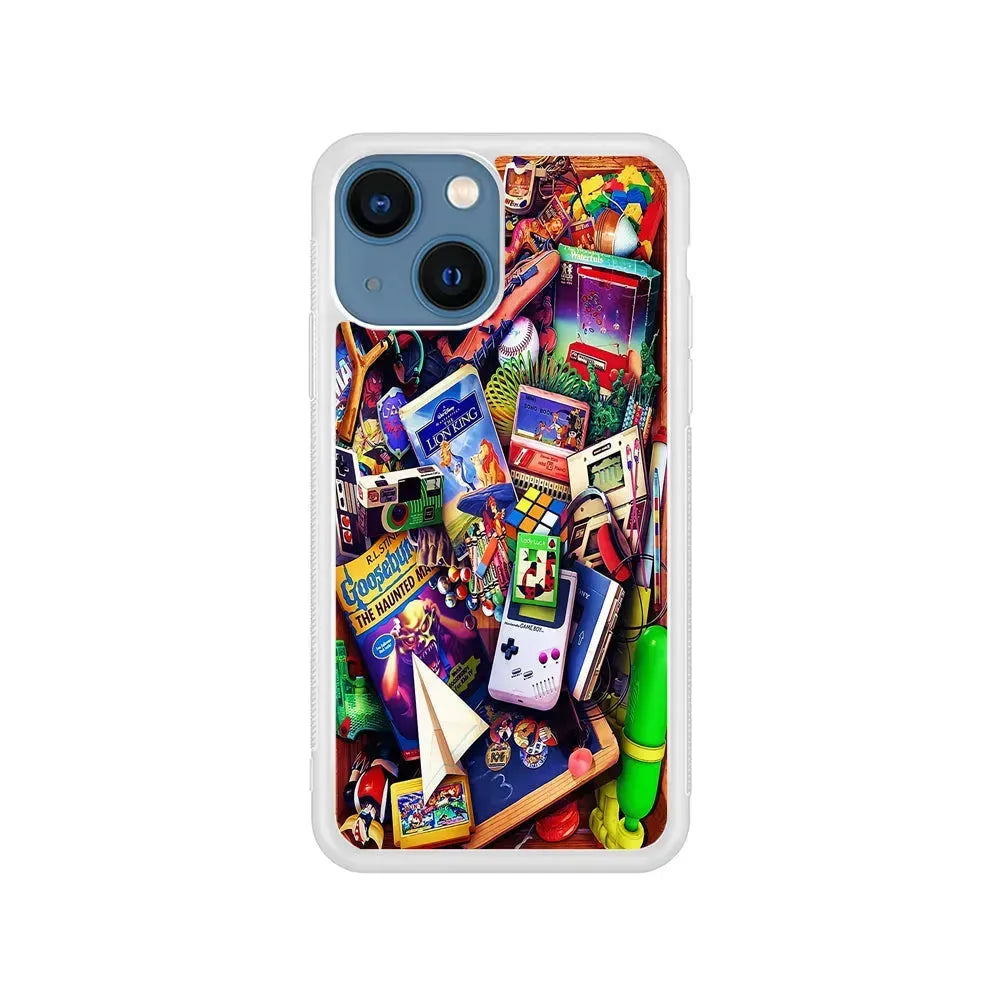 Mushup Game Vintage iPhone 13 Mini Case-Rubber / White (2D Case)-Xtracase