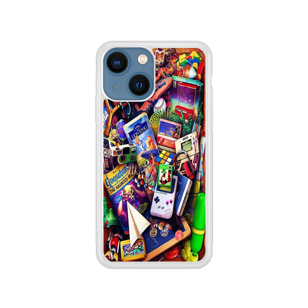 Mushup Game Vintage iPhone 15 Case-Rubber / White (2D Case)-Xtracase