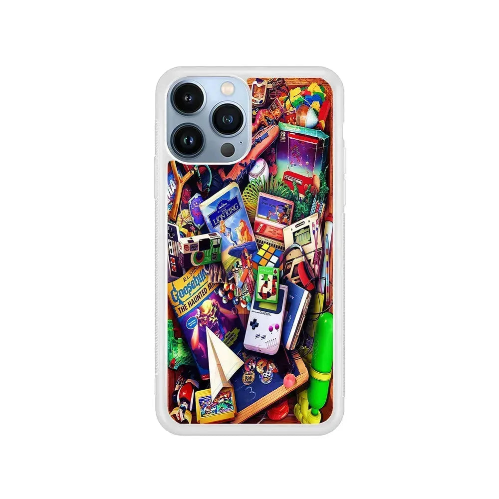 Mushup Game Vintage iPhone 15 Pro Max Case-Rubber / White (2D Case)-Xtracase