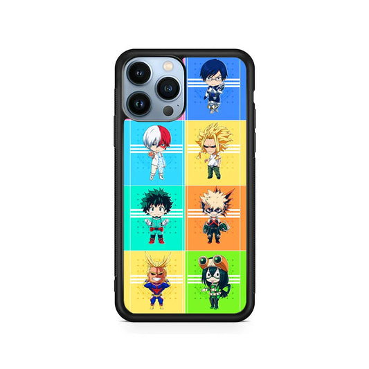 My Hero Academia Characters Chibi iPhone 13 Pro Case-Rubber / Black (2D Case)-Xtracase