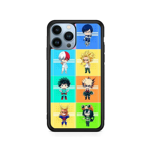 My Hero Academia Characters Chibi iPhone 15 Pro Max Case-Rubber / Black (2D Case)-Xtracase
