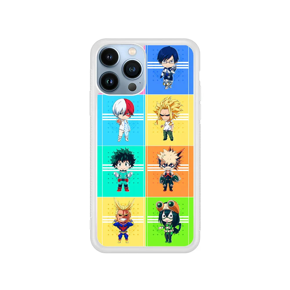 My Hero Academia Characters Chibi iPhone 13 Pro Case-Rubber / White (2D Case)-Xtracase