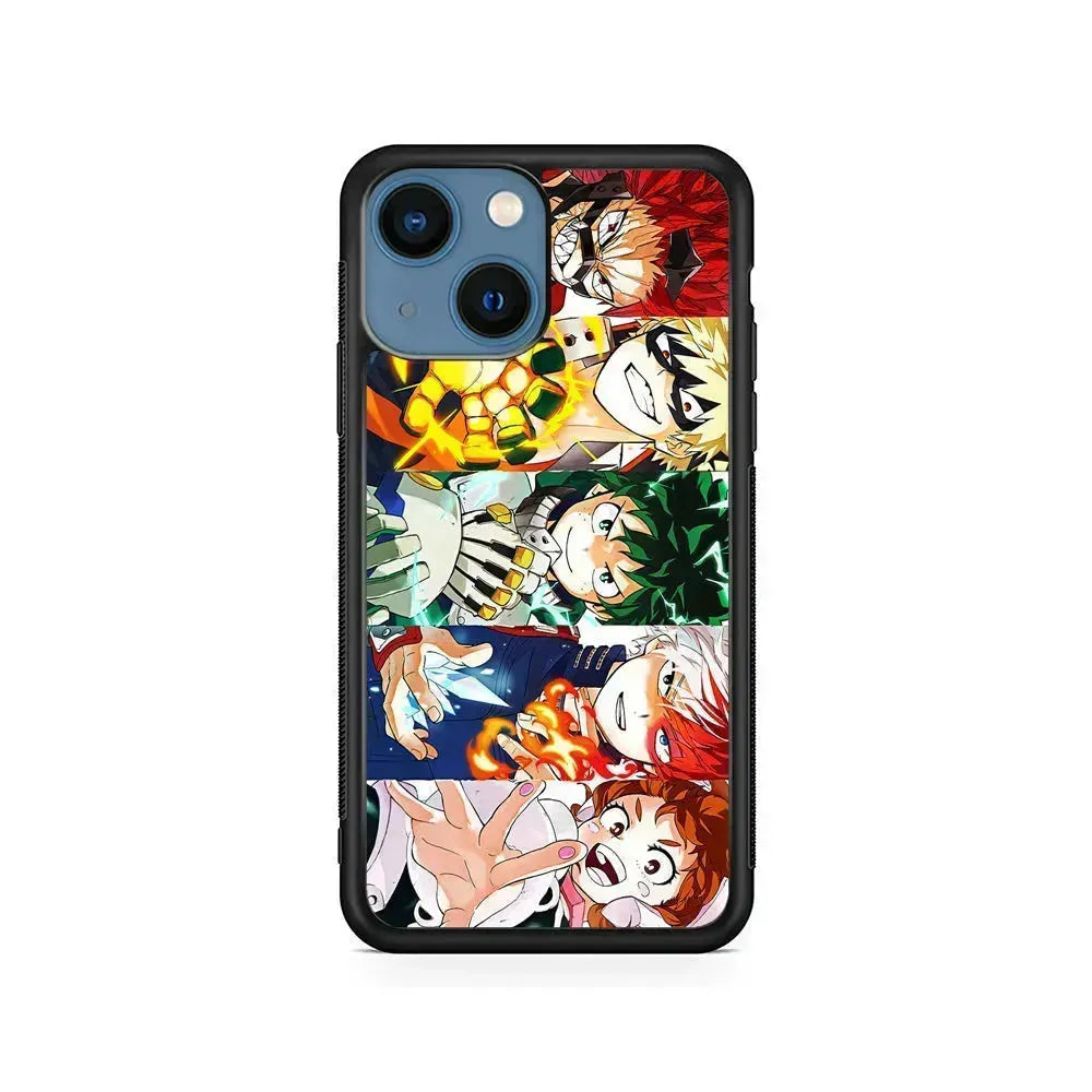 My Hero Academia Main Characters iPhone 13 Mini Case-Rubber / Black (2D Case)-Xtracase
