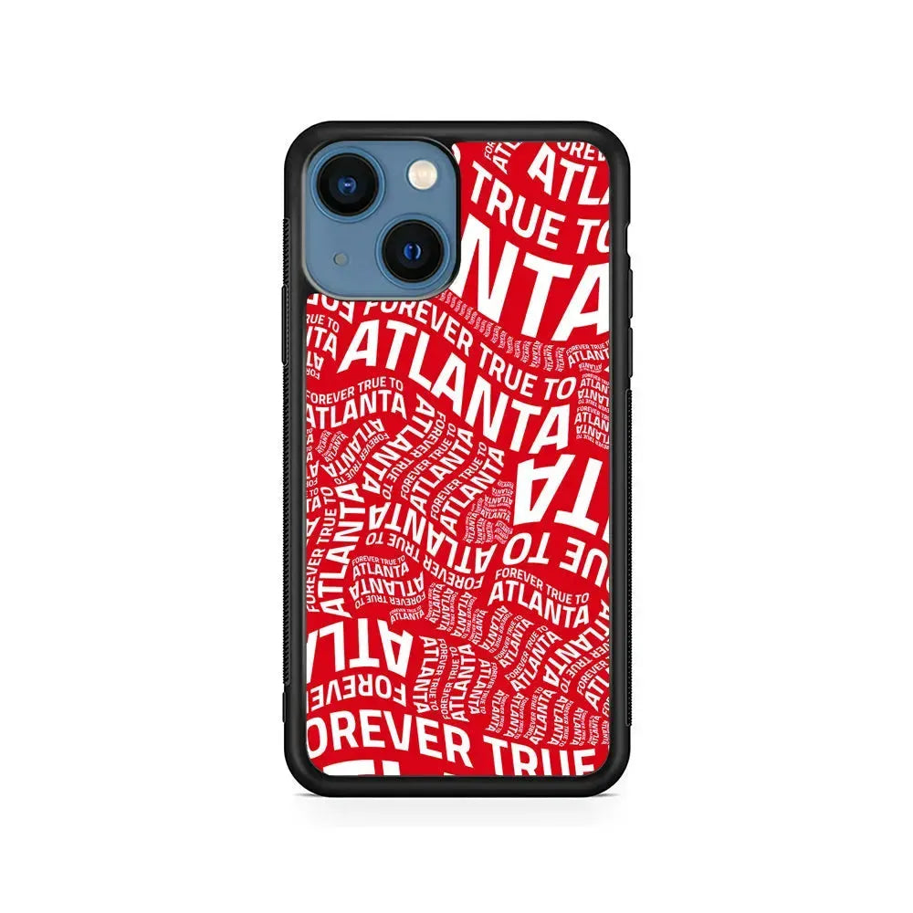 NBA Atlanta Hawks Word iPhone 13 Mini Case-Rubber / Black (2D Case)-Xtracase