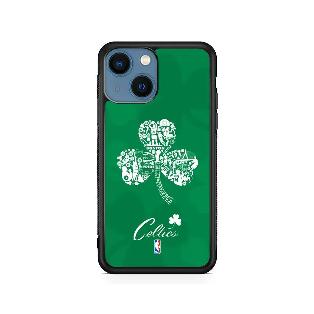 NBA Boston Celtics Logo iPhone 13 Mini Case-Rubber / Black (2D Case)-Xtracase