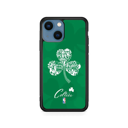 NBA Boston Celtics Logo iPhone 15 Case-Rubber / Black (2D Case)-Xtracase