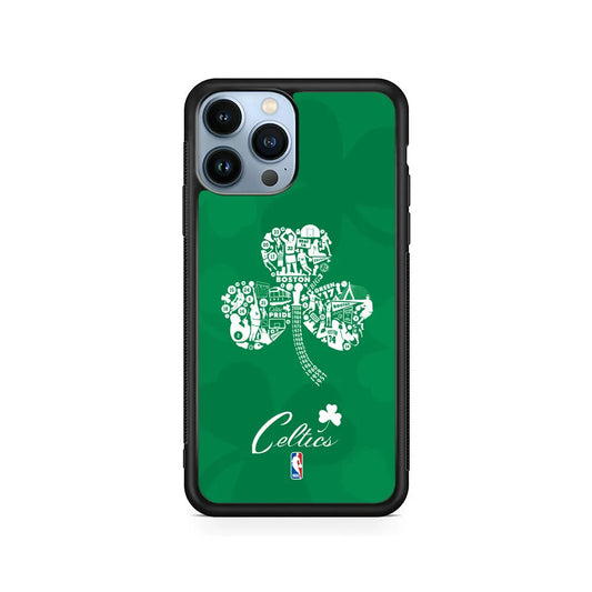 NBA Boston Celtics Logo iPhone 13 Pro Case-Rubber / Black (2D Case)-Xtracase
