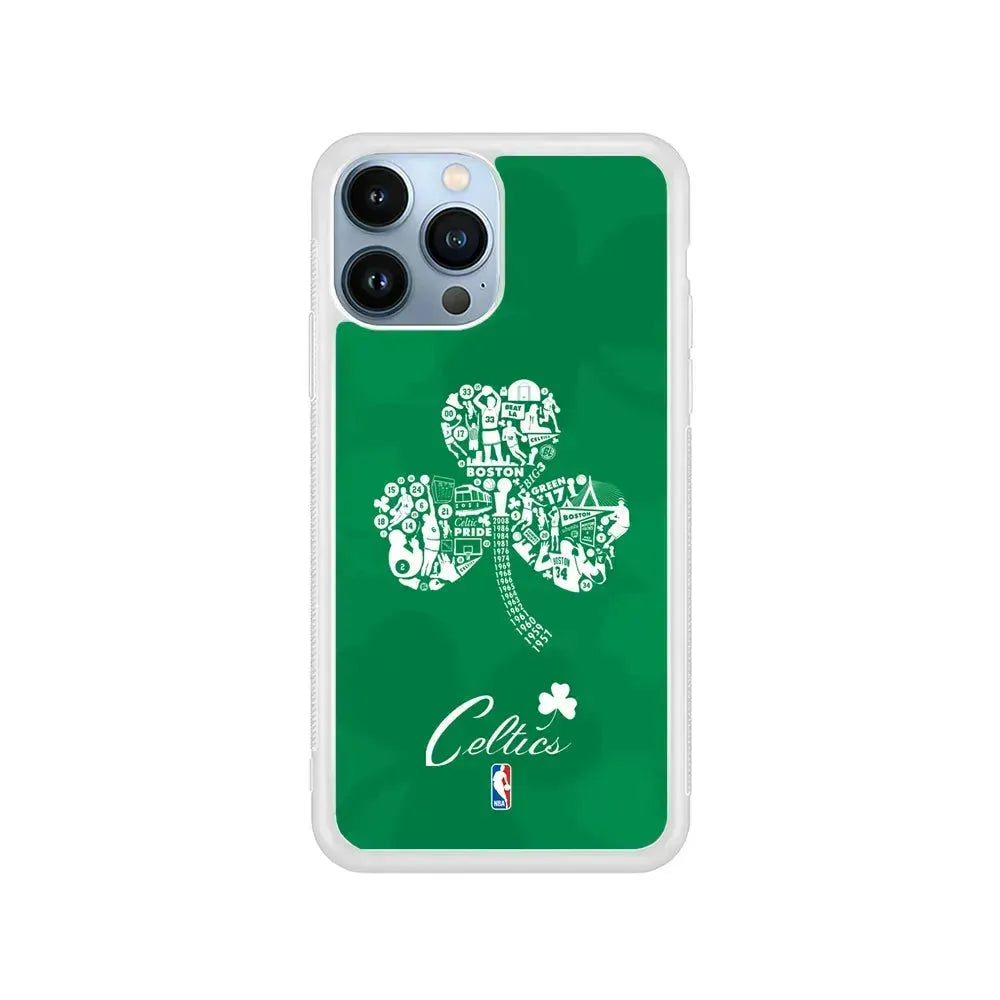 NBA Boston Celtics Logo iPhone 15 Pro Max Case-Rubber / White (2D Case)-Xtracase