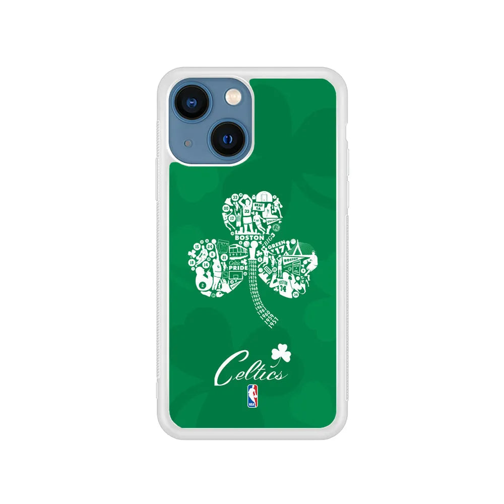 NBA Boston Celtics Logo iPhone 15 Case-Rubber / White (2D Case)-Xtracase