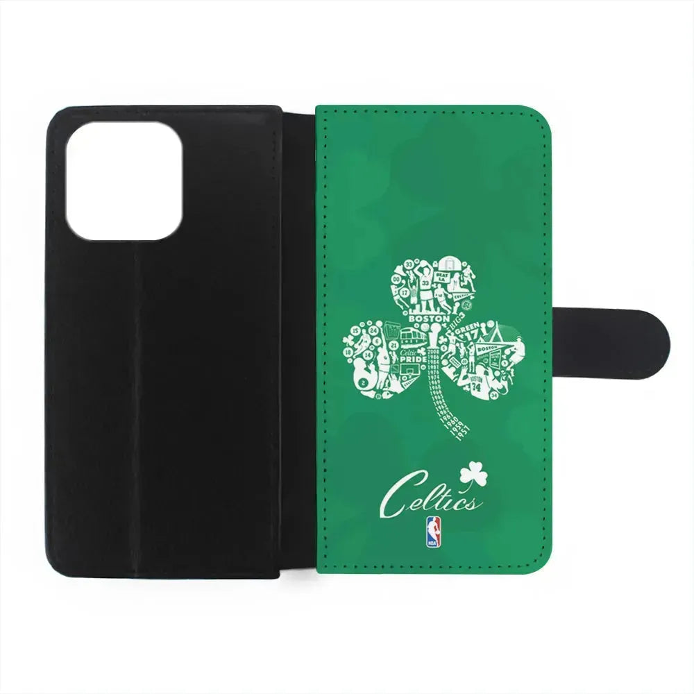 NBA Boston Celtics Logo iPhone 15 Pro Max Case-Flip Wallet Case-Xtracase
