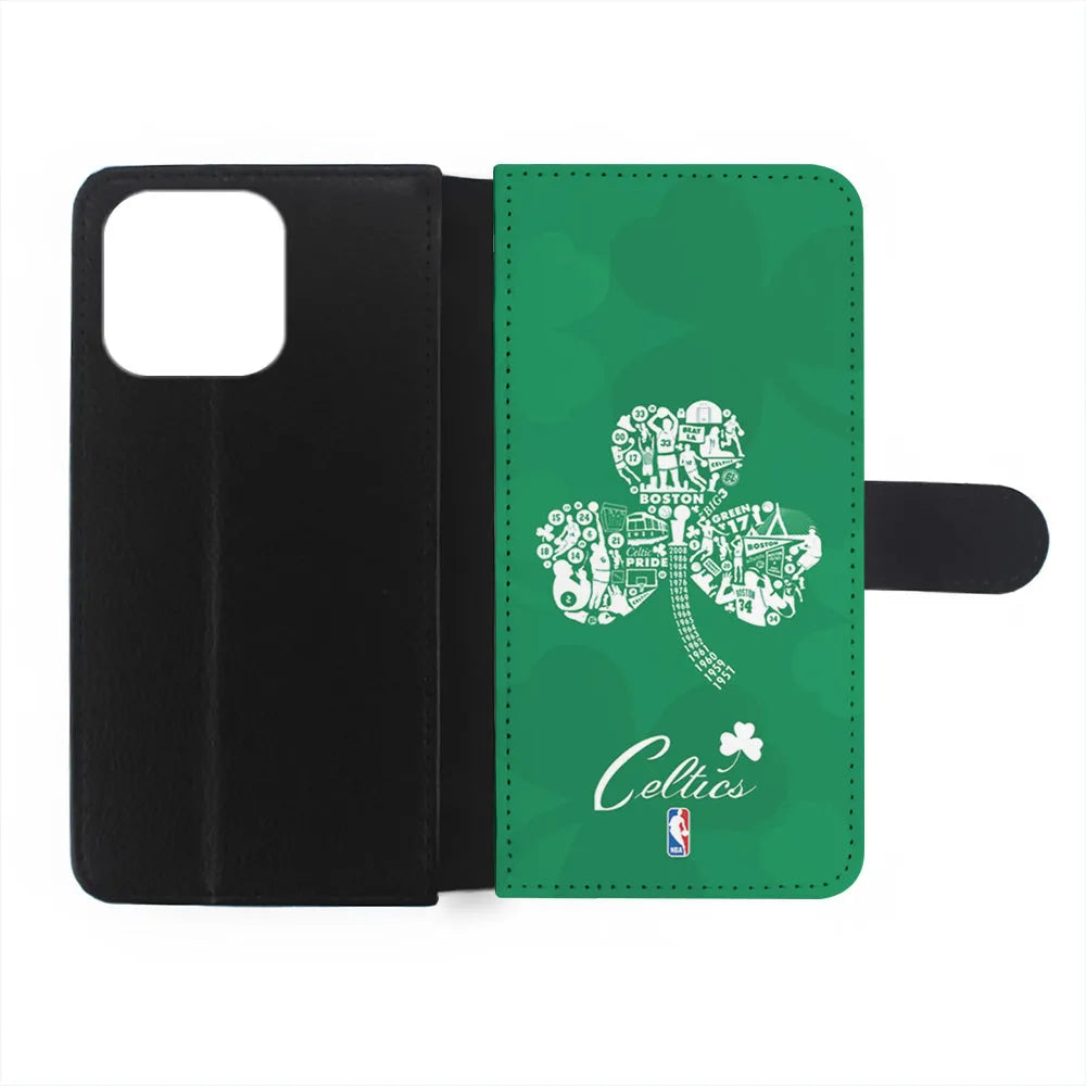 NBA Boston Celtics Logo iPhone 15 Case-Flip Wallet Case-Xtracase