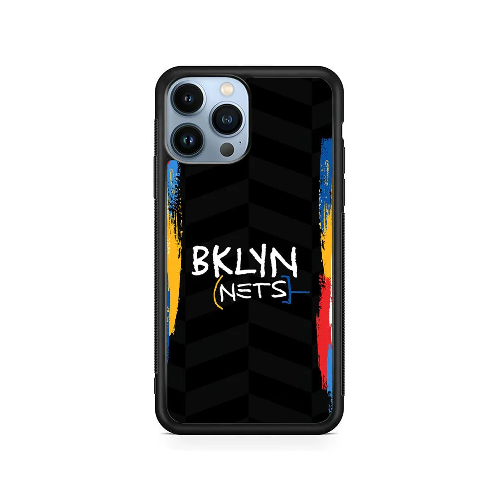 NBA Brooklyn Nets Jersey iPhone 13 Pro Case-Rubber / Black (2D Case)-Xtracase