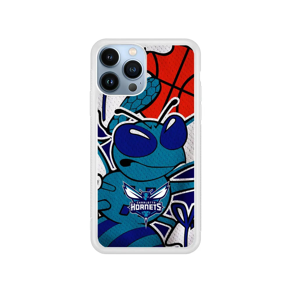 NBA Charlotte Hornets The Bee iPhone 13 Pro Case-Rubber / White (2D Case)-Xtracase