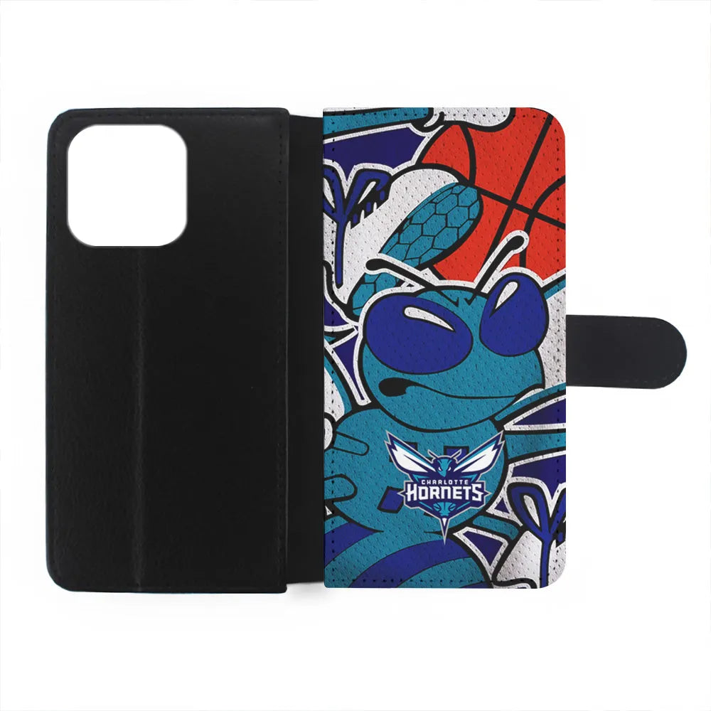 NBA Charlotte Hornets The Bee iPhone 15 Case-Flip Wallet Case-Xtracase