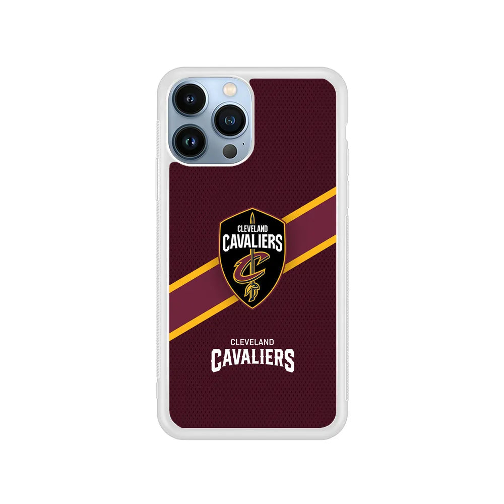 NBA Cleveland Cavaliers Logo iPhone 13 Pro Max Case-Rubber / White (2D Case)-Xtracase