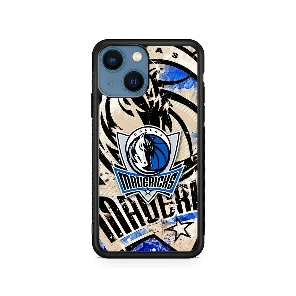 NBA Dallas Mavericks Logo iPhone 13 Mini Case-Rubber / Black (2D Case)-Xtracase