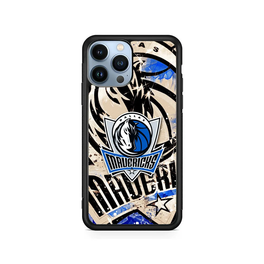 NBA Dallas Mavericks Logo iPhone 13 Pro Case-Rubber / Black (2D Case)-Xtracase