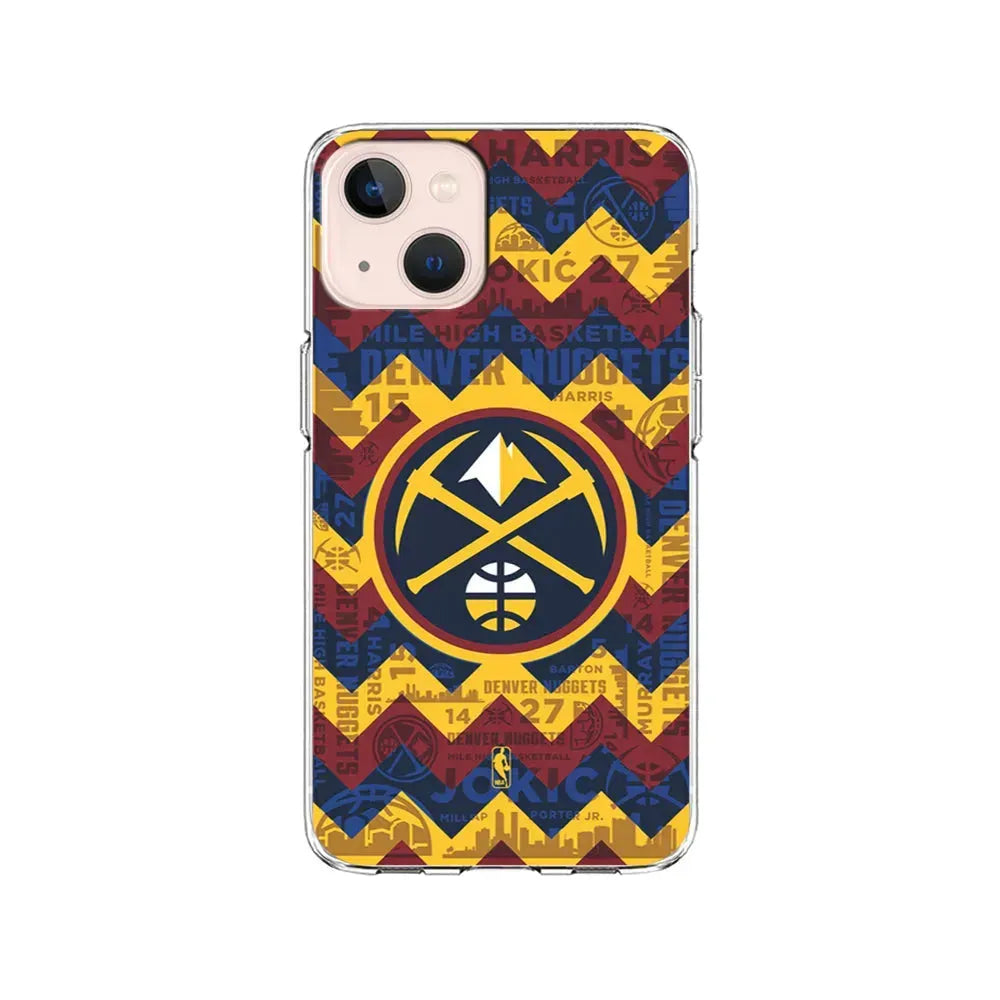 NBA Denver Nuggets Chevron iPhone 13 Mini Case-Clear Soft Case-Xtracase
