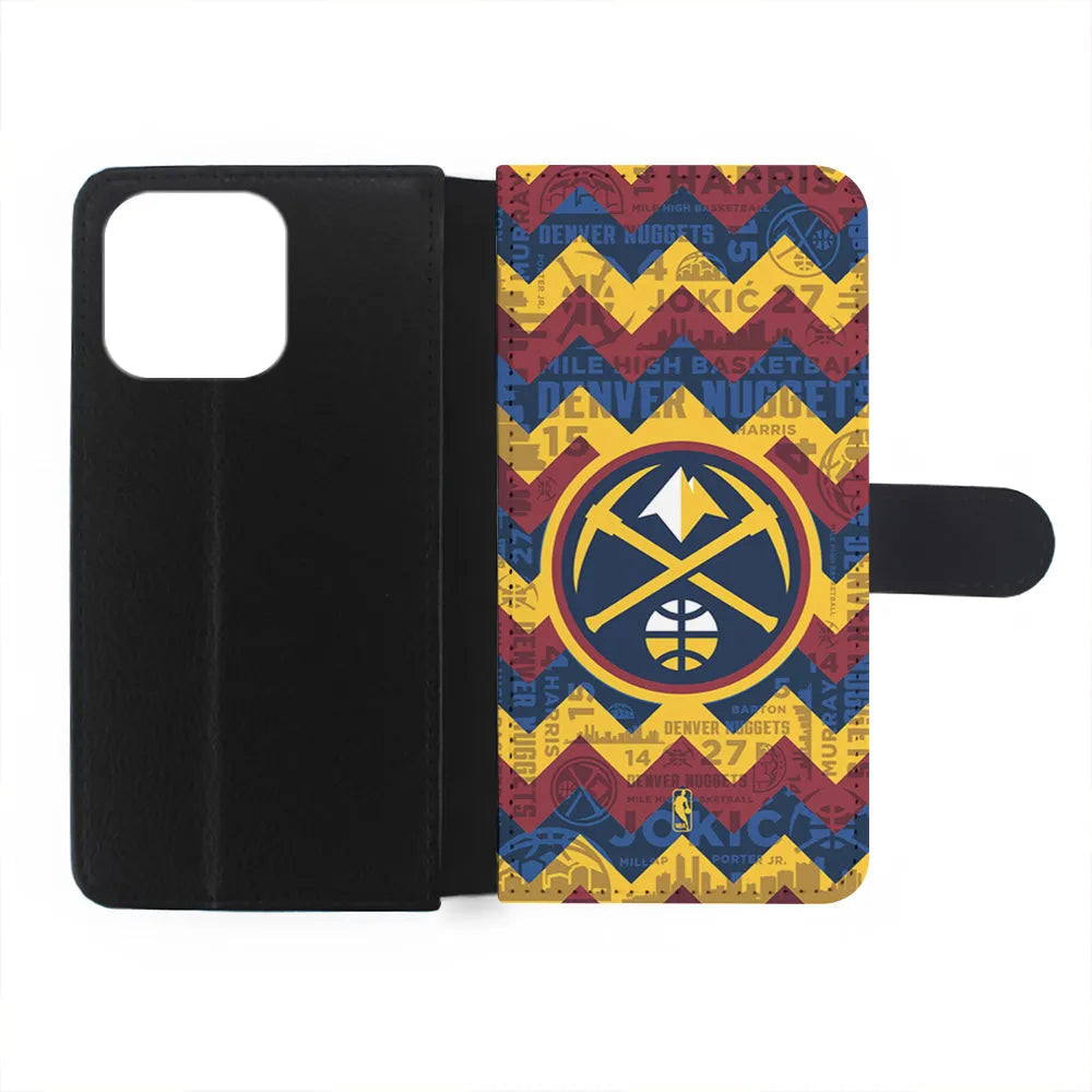 NBA Denver Nuggets Chevron iPhone 13 Pro Case-Flip Wallet Case-Xtracase