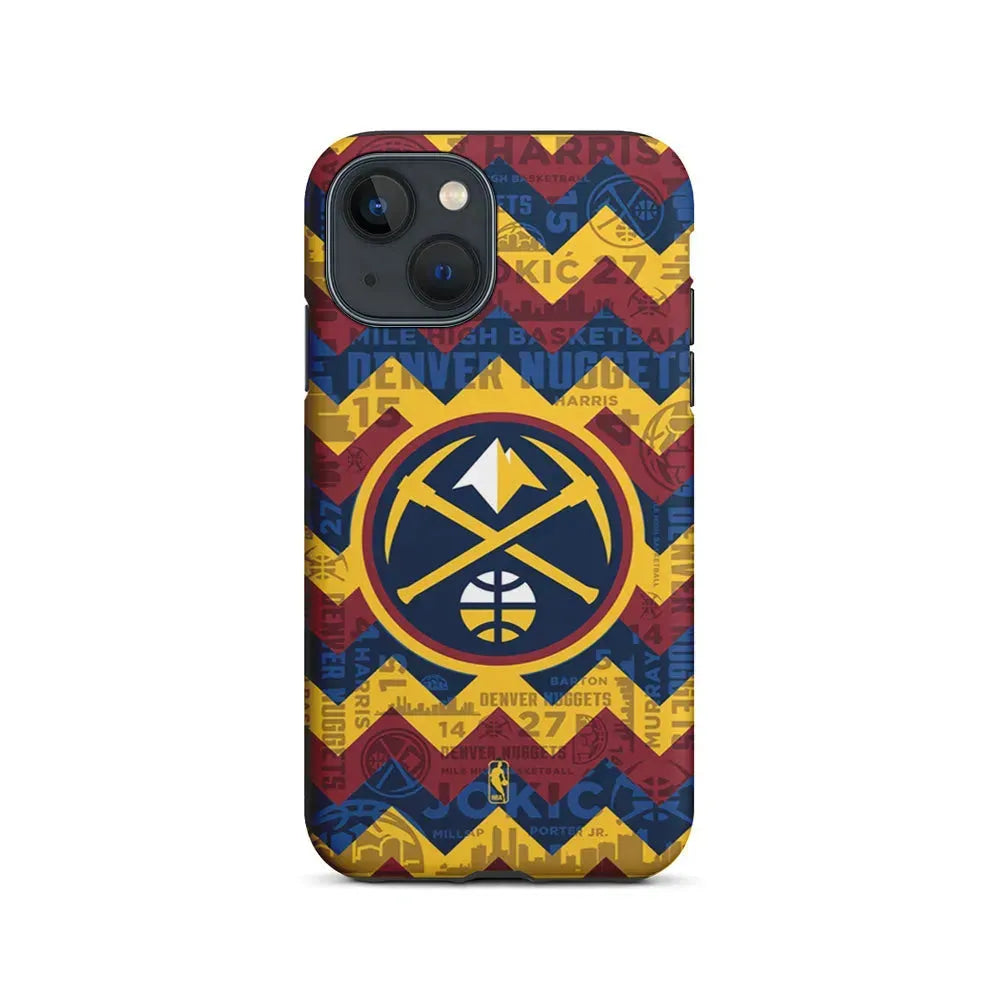 NBA Denver Nuggets Chevron iPhone 13 Mini Case-2 in 1 Tough Case-Xtracase