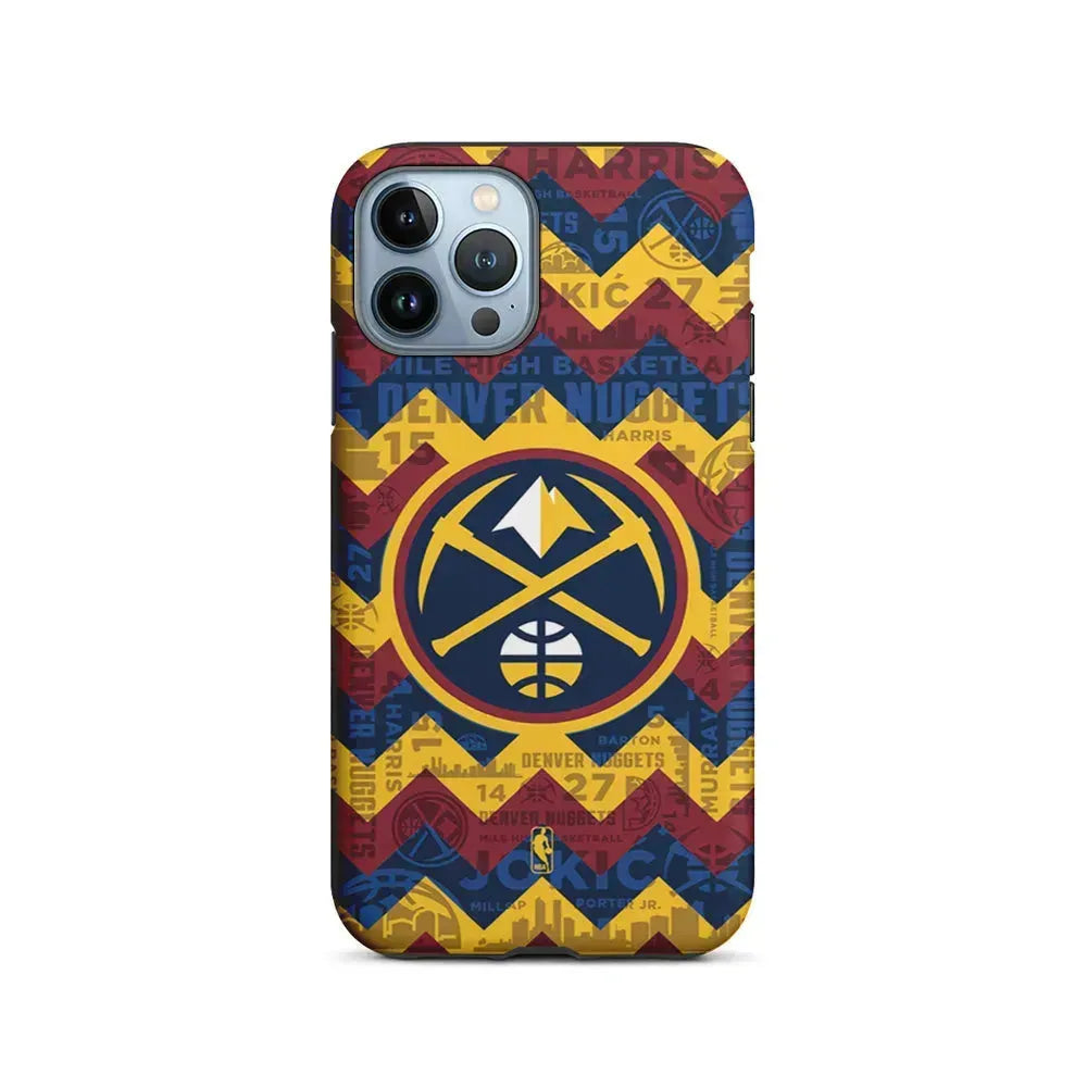NBA Denver Nuggets Chevron iPhone 15 Pro Max Case-2 in 1 Tough Case-Xtracase