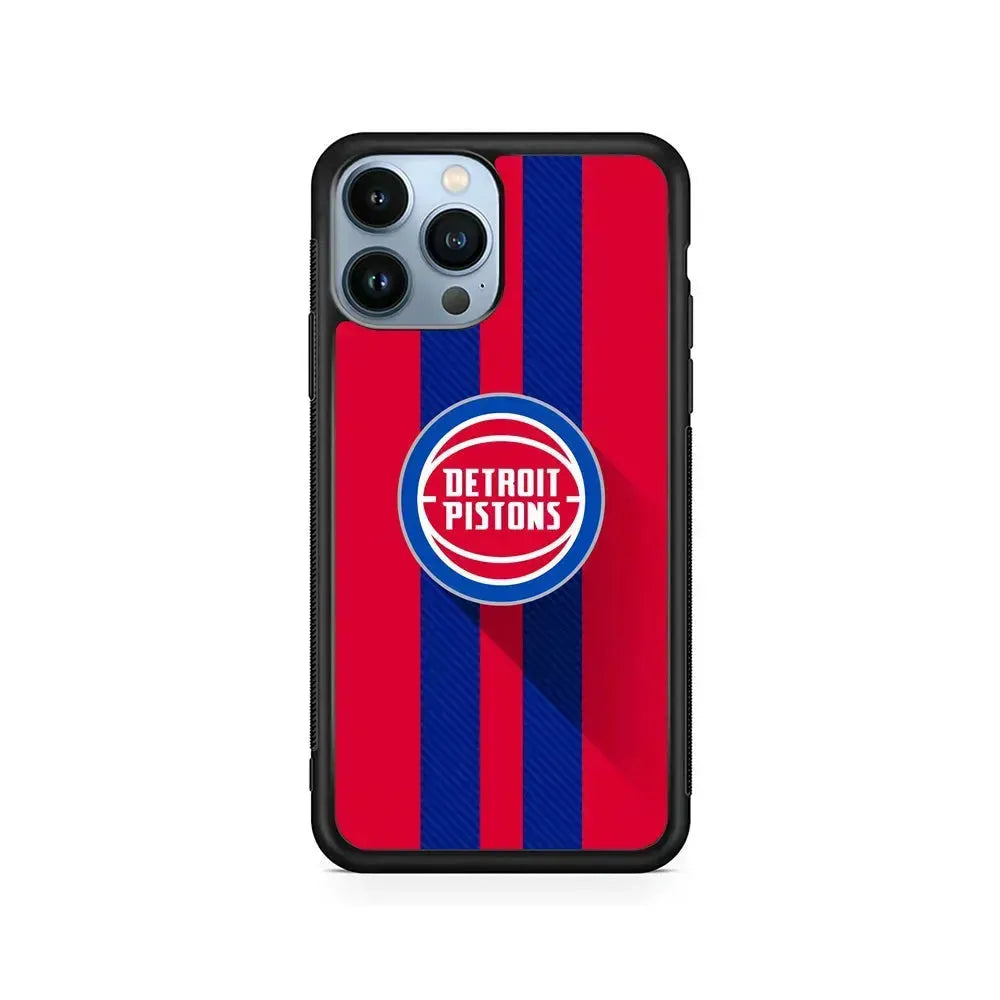 NBA Detroit Pistons Victory Ball iPhone 15 Pro Max Case-Rubber / Black (2D Case)-Xtracase