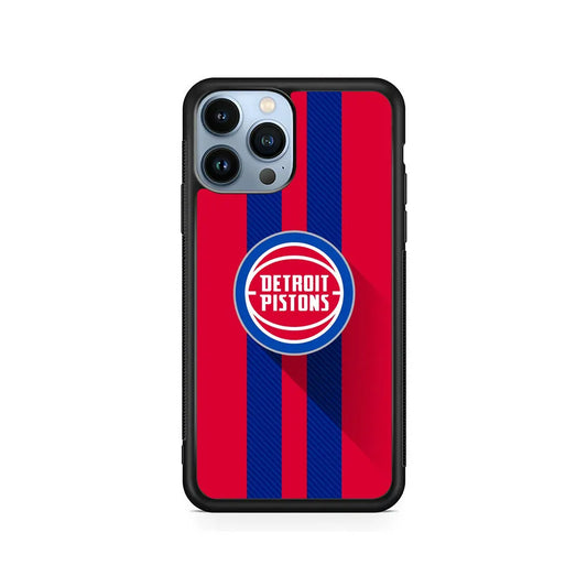NBA Detroit Pistons Victory Ball iPhone 13 Pro Max Case-Rubber / Black (2D Case)-Xtracase