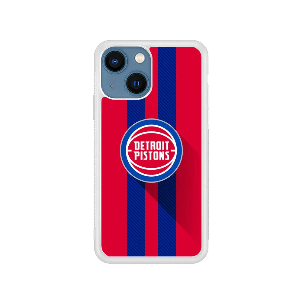NBA Detroit Pistons Victory Ball iPhone 15 Case-Rubber / White (2D Case)-Xtracase