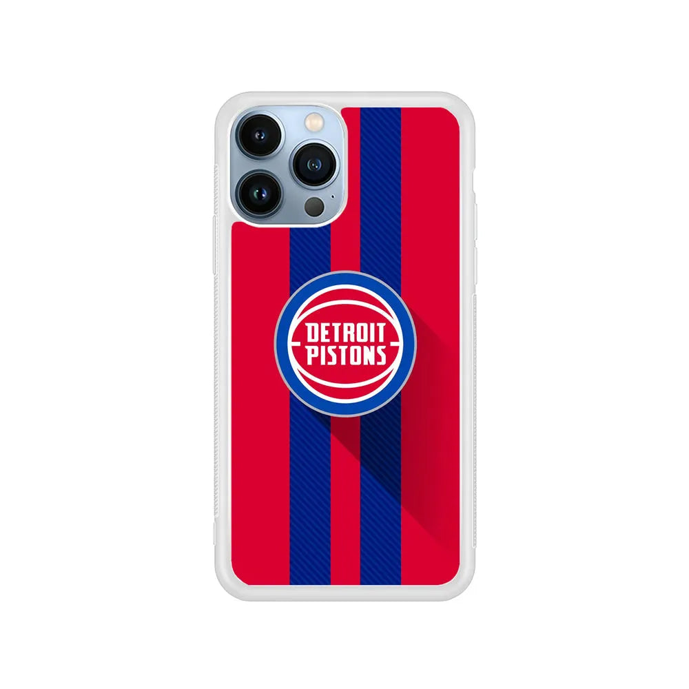 NBA Detroit Pistons Victory Ball iPhone 13 Pro Case-Rubber / White (2D Case)-Xtracase