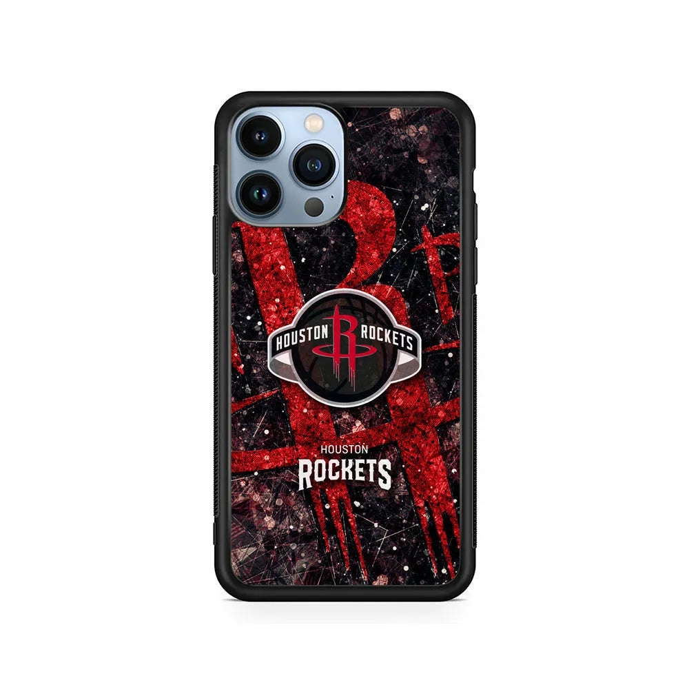 NBA Houston Rockets Glory iPhone 13 Pro Case-Rubber / Black (2D Case)-Xtracase