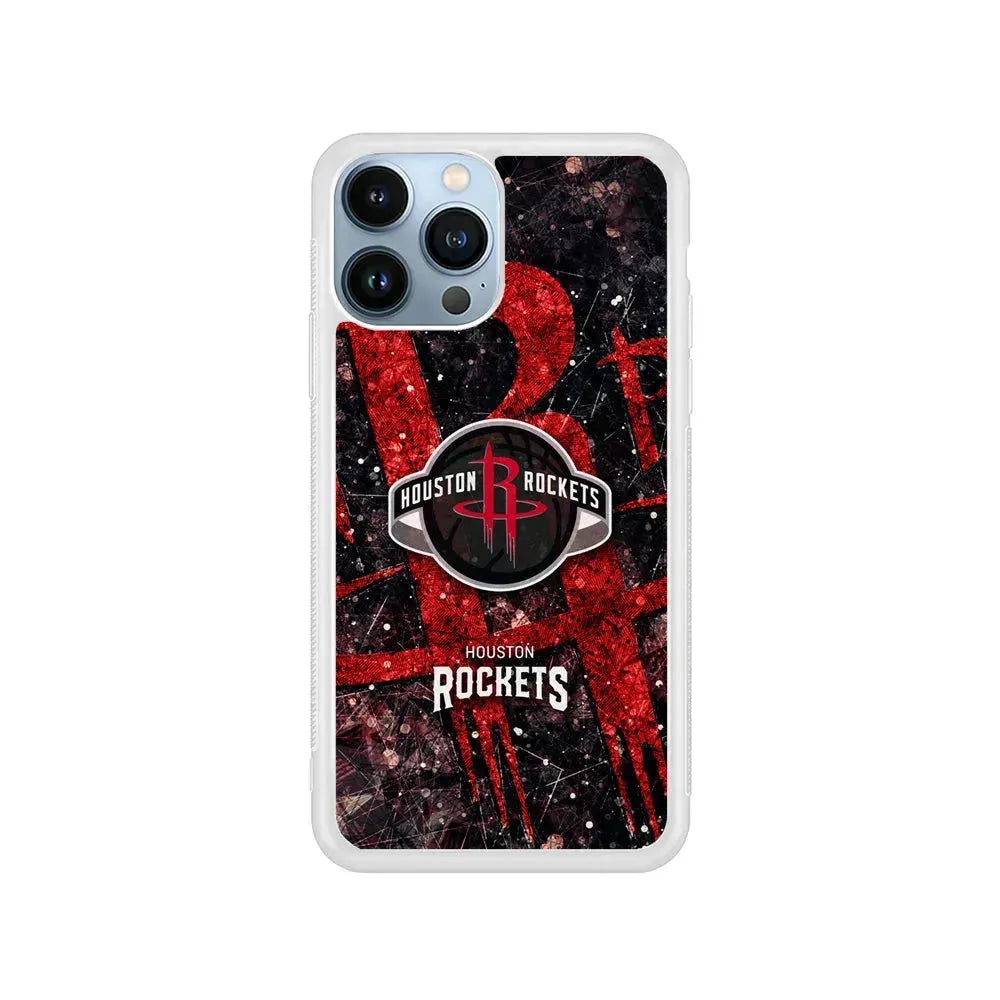 NBA Houston Rockets Glory iPhone 15 Pro Max Case-Rubber / White (2D Case)-Xtracase