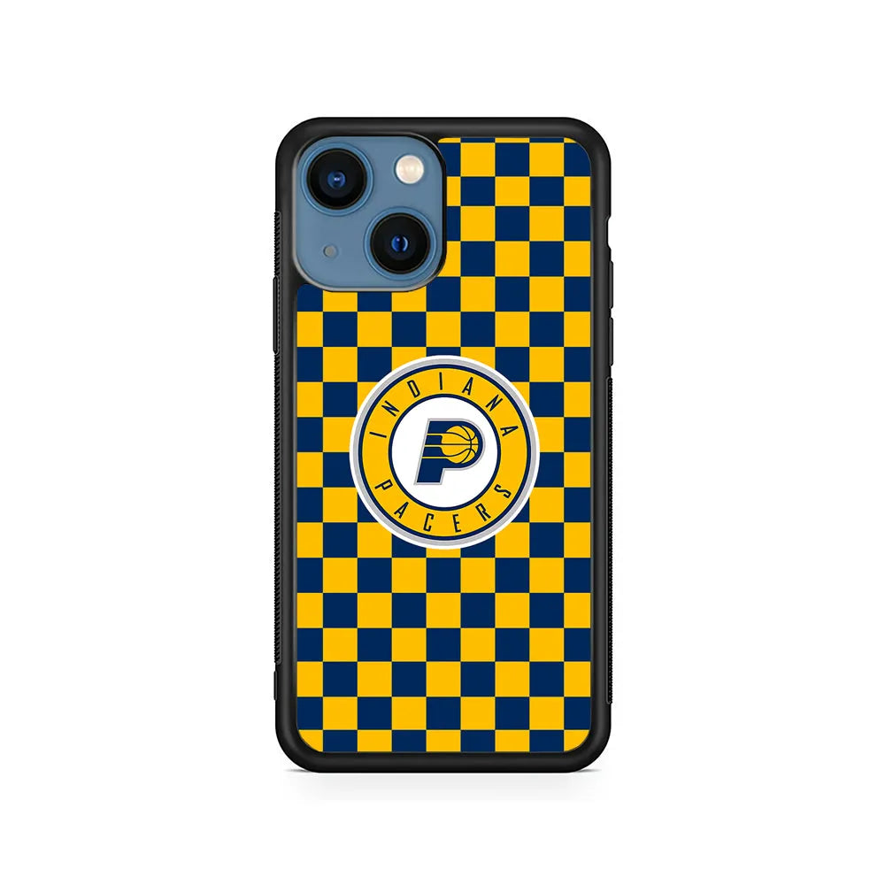 NBA Indiana Pacers Plaid iPhone 15 Case-Rubber / Black (2D Case)-Xtracase
