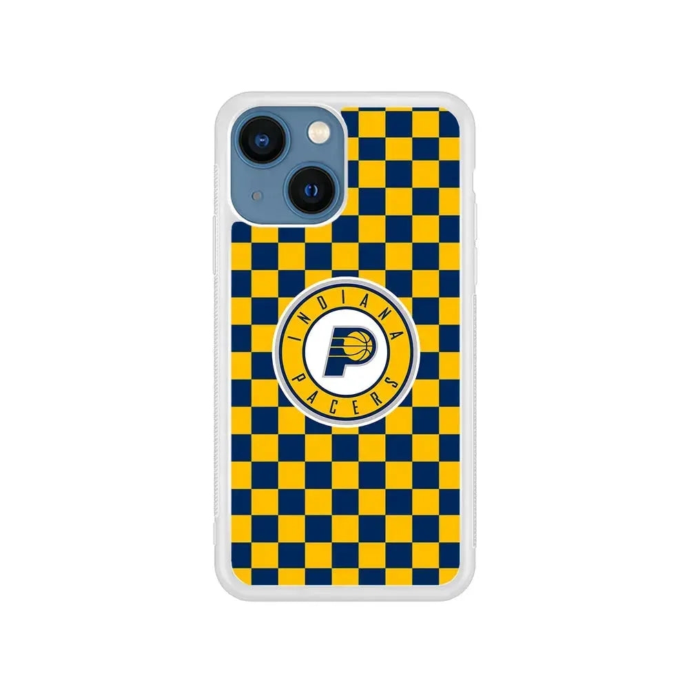 NBA Indiana Pacers Plaid iPhone 13 Mini Case-Rubber / White (2D Case)-Xtracase